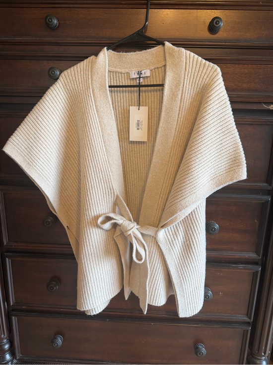 THML Sweaters - THML Beige Ribbed Tie-Front Cardigan Sweater